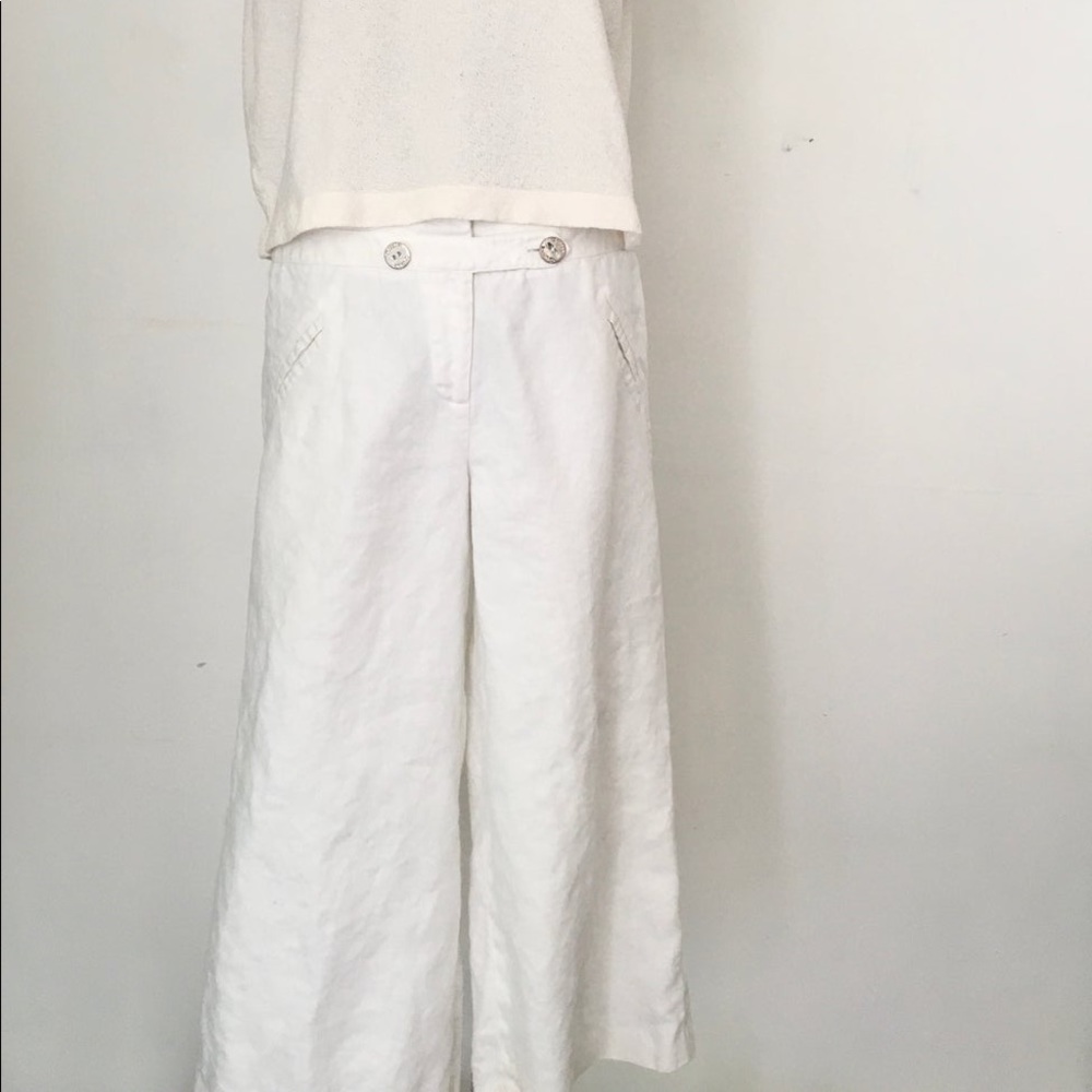 Linen wide leg capri pants - Oscar